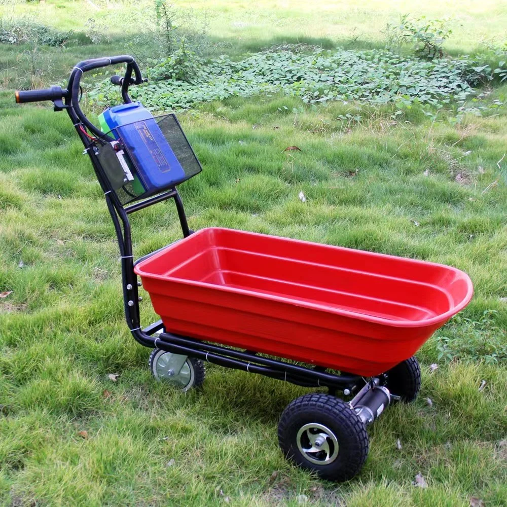 48V 300W Electric Wheelbarrow Lithium Battery Powered Utility Trolley Brushless Motor Barrel Dump